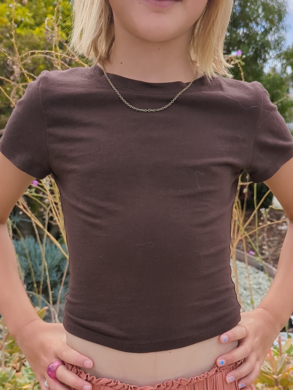 Kids Short Sleeve Crewneck Top - Brown